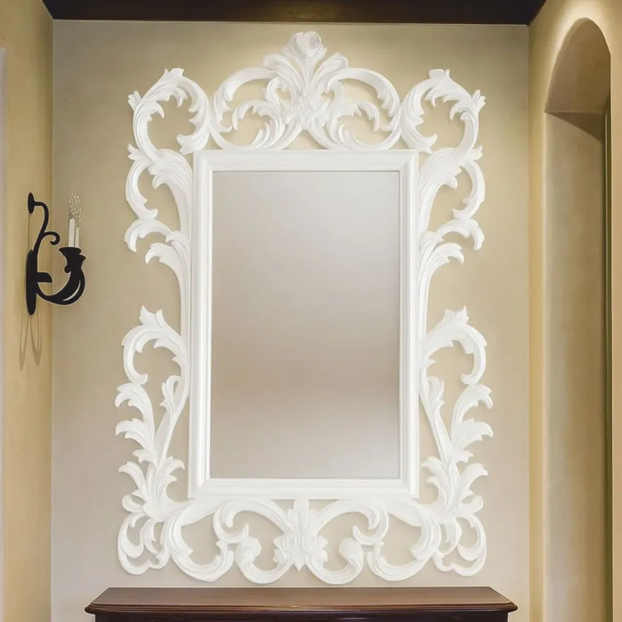Casa Padrino Luxus Barock Spiegel Weiß H. 134 cm - Barockstil Möbel