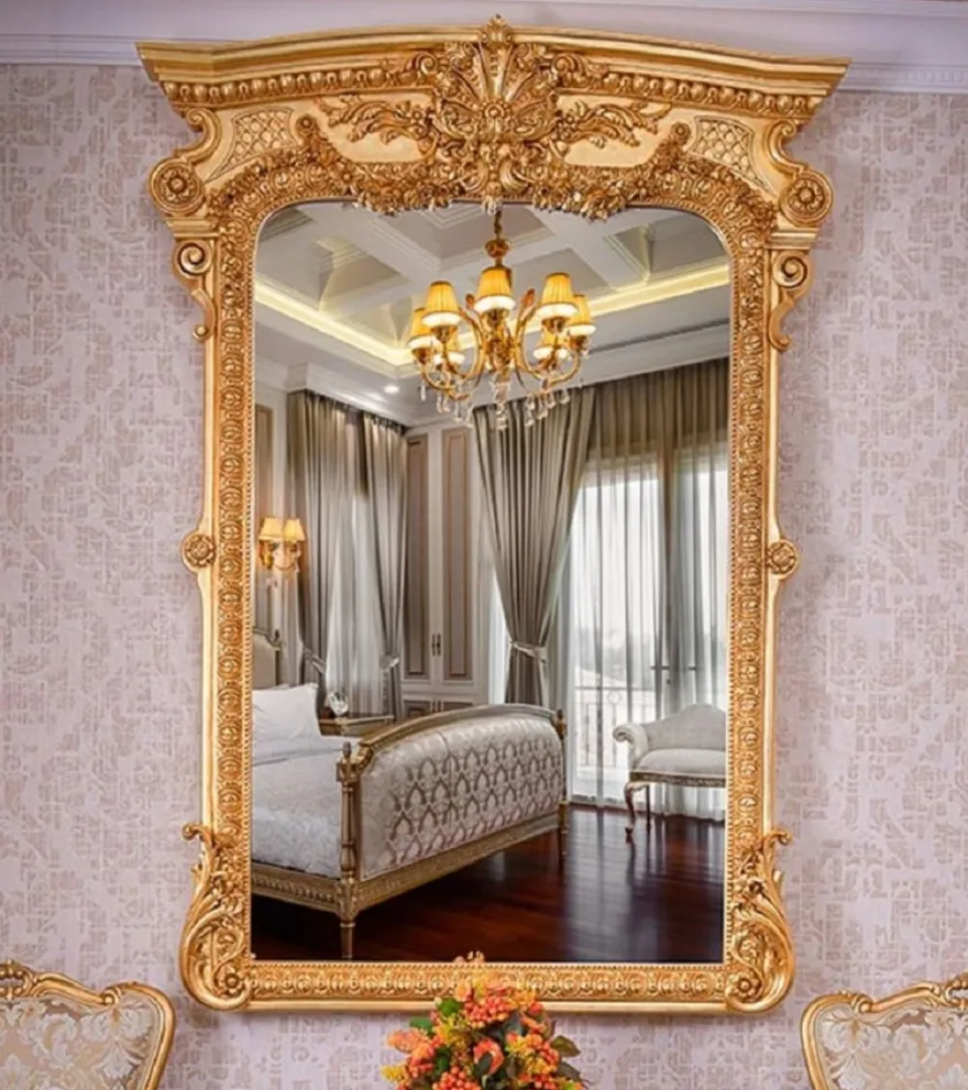 Casa Padrino Luxus Barock Spiegel Gold H. 175 cm - Prunkvoller Barockstil Wandspiegel - Made in Italy
