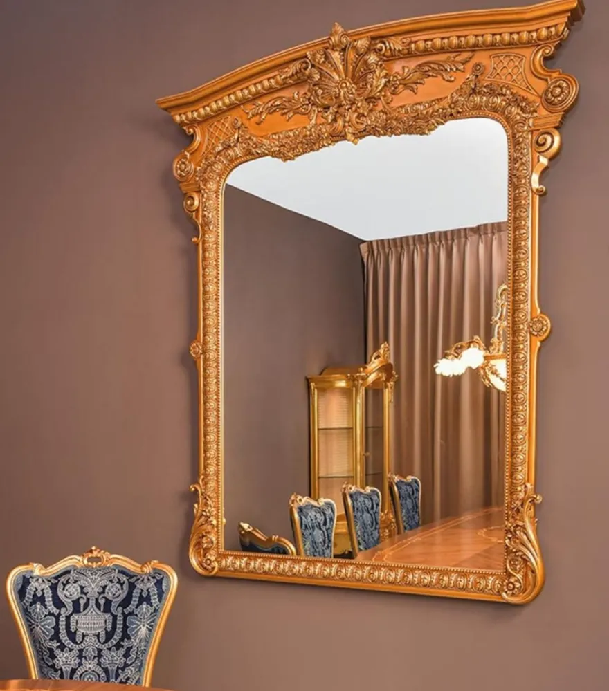 Casa Padrino Luxus Barock Spiegel Gold H. 175 cm - Prunkvoller Barockstil Wandspiegel - Made in Italy