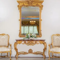 Casa Padrino Luxus Barock Spiegel Gold H. 175 cm - Prunkvoller Barockstil Wandspiegel - Made in Italy