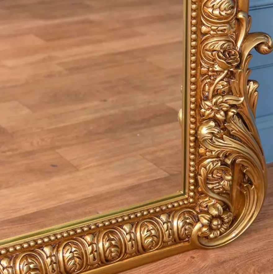 Casa Padrino Luxus Barock Spiegel Gold H. 175 cm - Prunkvoller Barockstil Wandspiegel - Made in Italy
