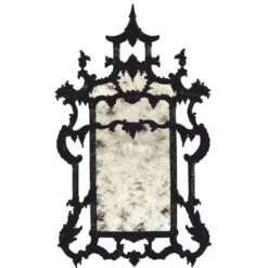 Casa Padrino Luxus Barock Spiegel im chinesischen Stil Schwarz / Gold H. 134 cm - Barockstil Möbel
