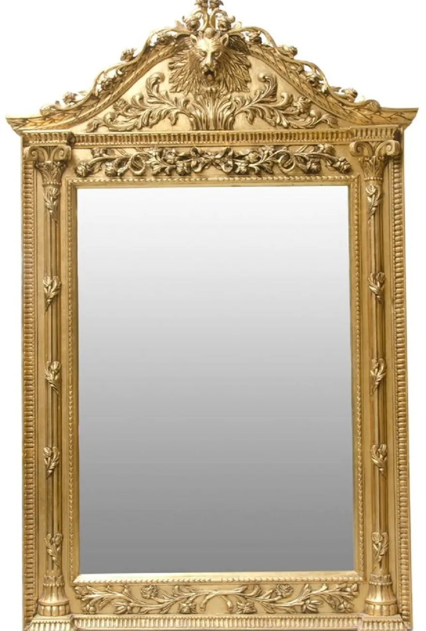 Casa Padrino Luxus Barock Standspiegel Gold - Handgefertigter Massivholz Spiegel im Barockstil - Barock Möbel - Edel & Prunkvoll