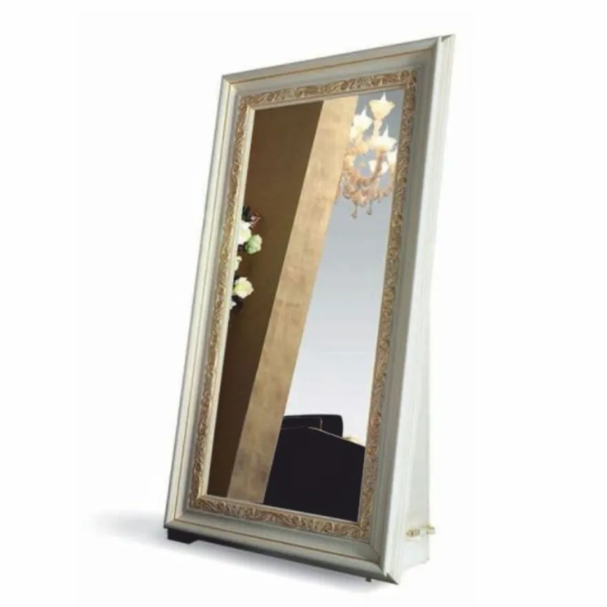 Casa Padrino Luxus Barock Standspiegel Elfenbein / Gold H. 214 cm - Made in Italy