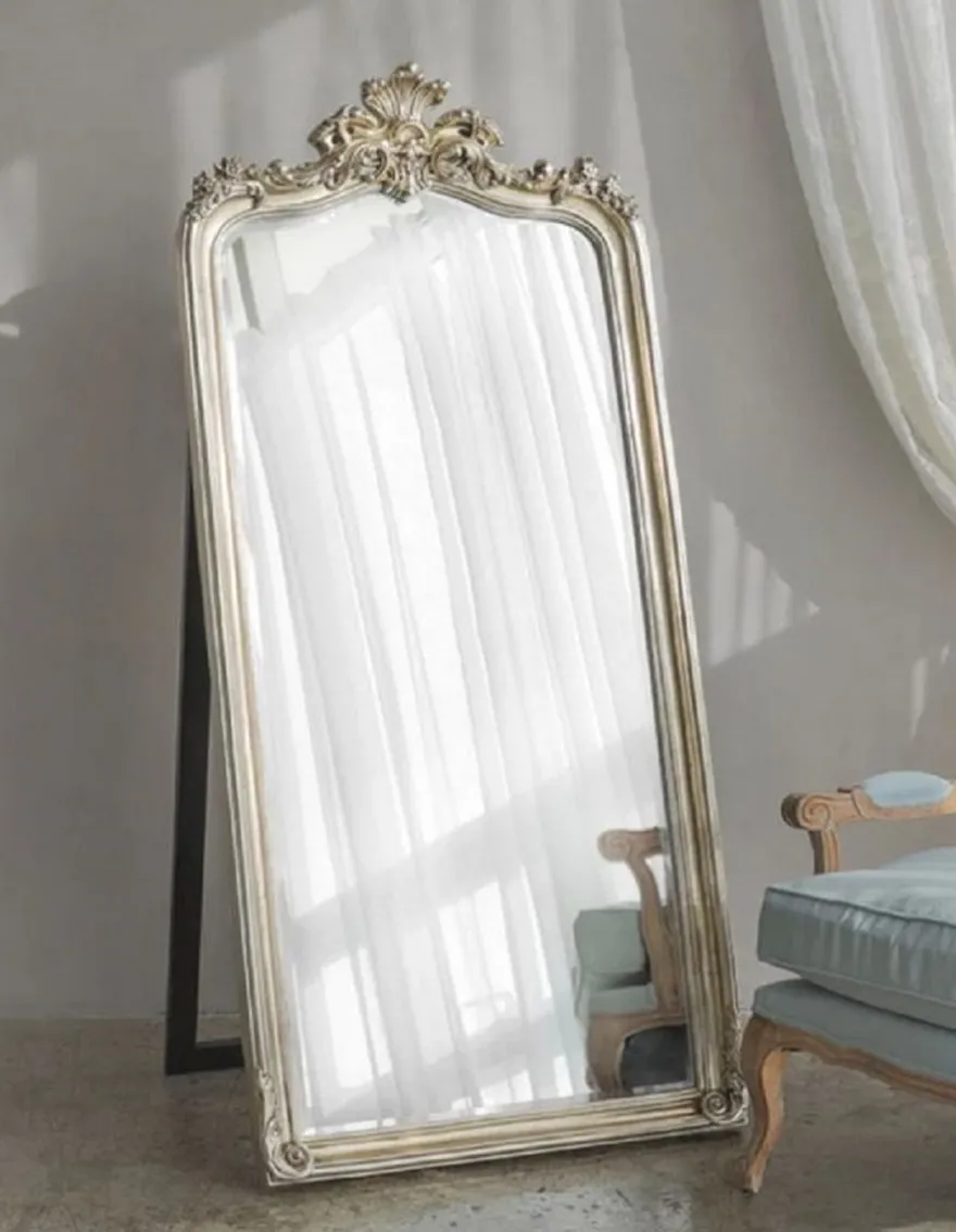 Casa Padrino Luxus Barock Standspiegel Antik Silber - Prunkvoller Barockstil Spiegel - Luxus Schlafzimmer Möbel im Barockstil - Barock Möbel - Luxus Qualität - Made in Italy