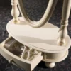 Casa Padrino Luxus Barock Standspiegel Elfenbeinfarben / Gold 62 x 37 x H. 169 cm - Ovaler Schlafzimmer Spiegel mit Schublade - Luxus Qualität - Made in Italy