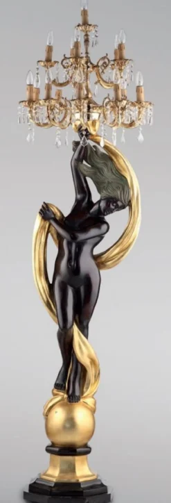 Casa Padrino Luxus Barock Stehleuchte Venus Mehrfarbig / Gold H. 185 cm - Prunkvolle Bronze Stehlampe - Hotel Möbel - Schloss Möbel - Luxus Möbel im Barockstil - Luxus Qualität - Made in Italy