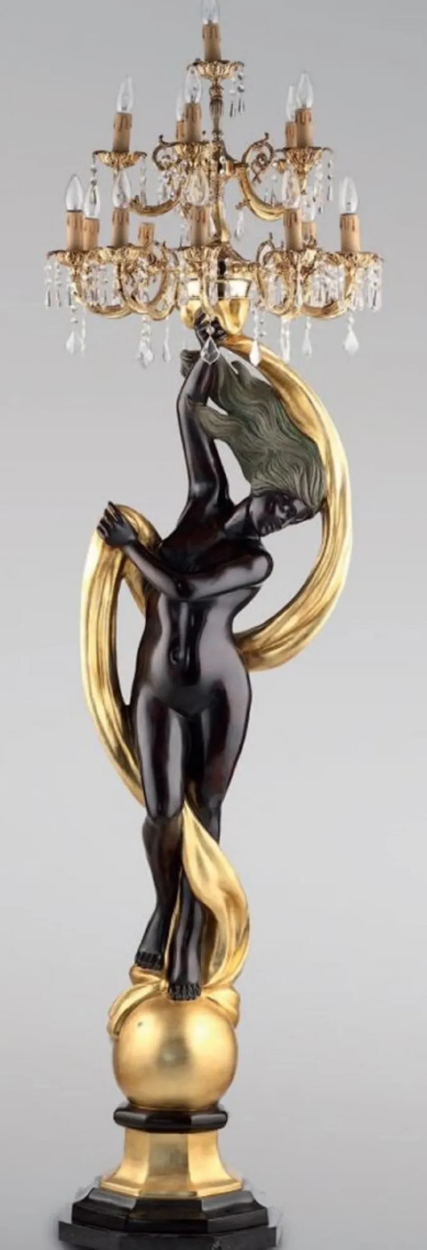 Casa Padrino Luxus Barock Stehleuchte Venus Mehrfarbig / Gold H. 185 cm - Prunkvolle Bronze Stehlampe - Hotel Möbel - Schloss Möbel - Luxus Möbel im Barockstil - Luxus Qualität - Made in Italy