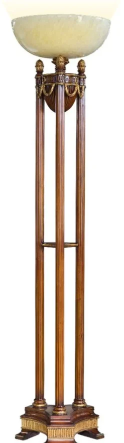 Casa Padrino Luxus Barock Stehleuchte Braun / Gold / Creme Ø 45 x H. 191 cm - Prunkvolle Mahagoni Stehlampe - Barock Wohnzimmer Möbel