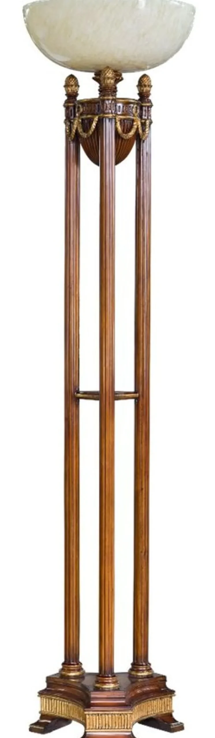 Casa Padrino Luxus Barock Stehleuchte Braun / Gold / Creme Ø 45 x H. 191 cm - Prunkvolle Mahagoni Stehlampe - Barock Wohnzimmer Möbel
