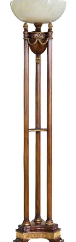 Casa Padrino Luxus Barock Stehleuchte Braun / Gold / Creme Ø 45 x H. 191 cm - Prunkvolle Mahagoni Stehlampe - Barock Wohnzimmer Möbel