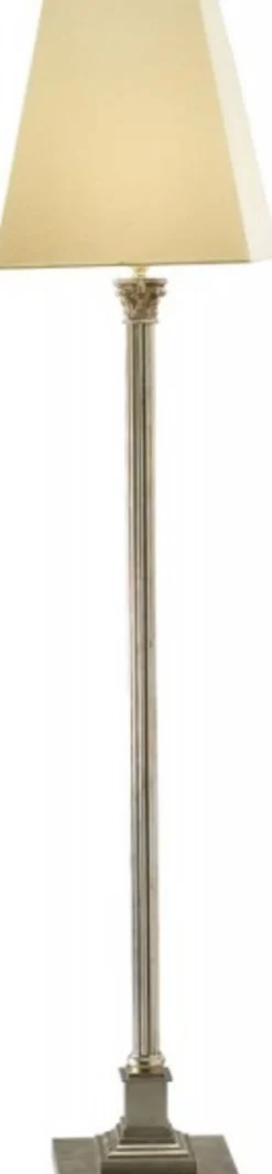Casa Padrino Luxus Barock Stehleuchte mit Säule versilbert 170 x 35 cm - Handgefertigte Stehlampe aus Italien