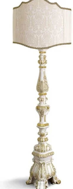 Casa Padrino Luxus Barock Stehleuchte Weiß / Gold H. 184 cm - Made in Italy