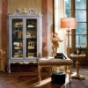 Casa Padrino Luxus Barock Stehleuchte Antik Gold / Beige Ø 40 x H. 142,5 cm - Prunkvolle Barockstil Stehlampe mit rundem Lampenschirm - Luxus Qualität - Made in Italy