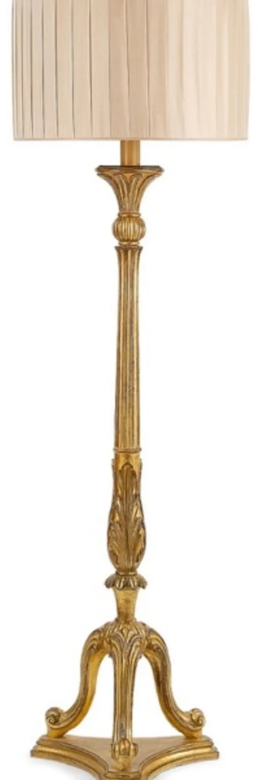 Casa Padrino Luxus Barock Stehleuchte Antik Gold / Beige Ø 40 x H. 142,5 cm - Prunkvolle Barockstil Stehlampe mit rundem Lampenschirm - Luxus Qualität - Made in Italy