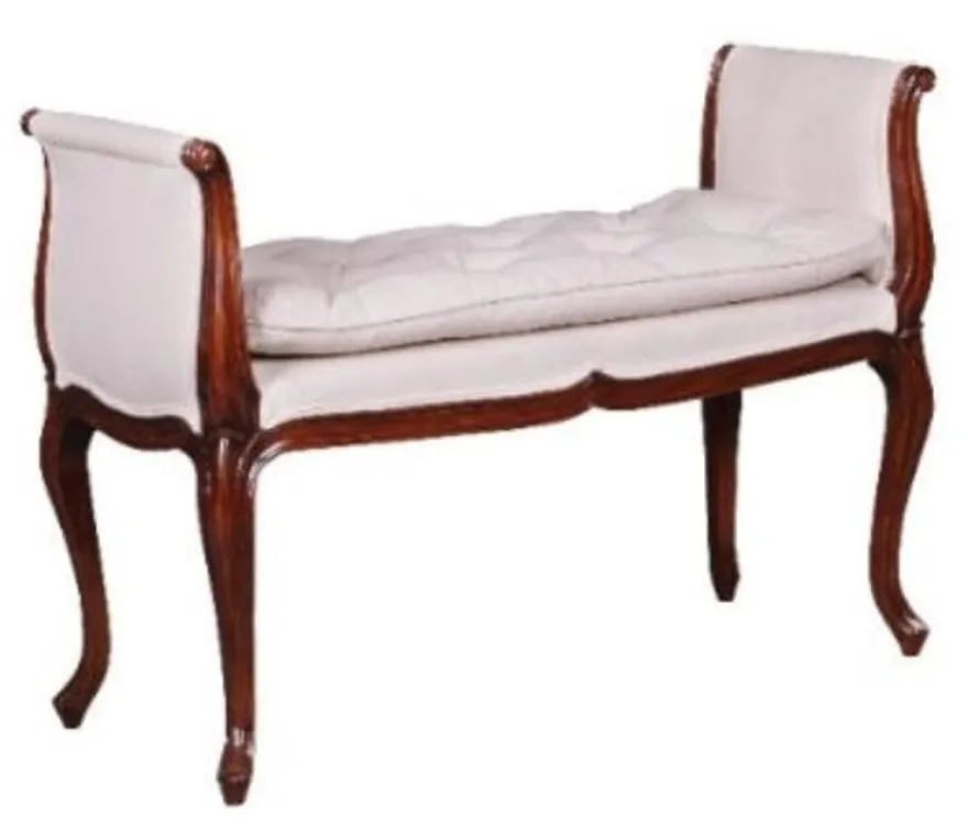 Casa Padrino Luxus Barockstil Mahagoni Sitzbank Weiß / Braun 105 x 44 x H. 74 cm - Barock & Jugendstil Möbel