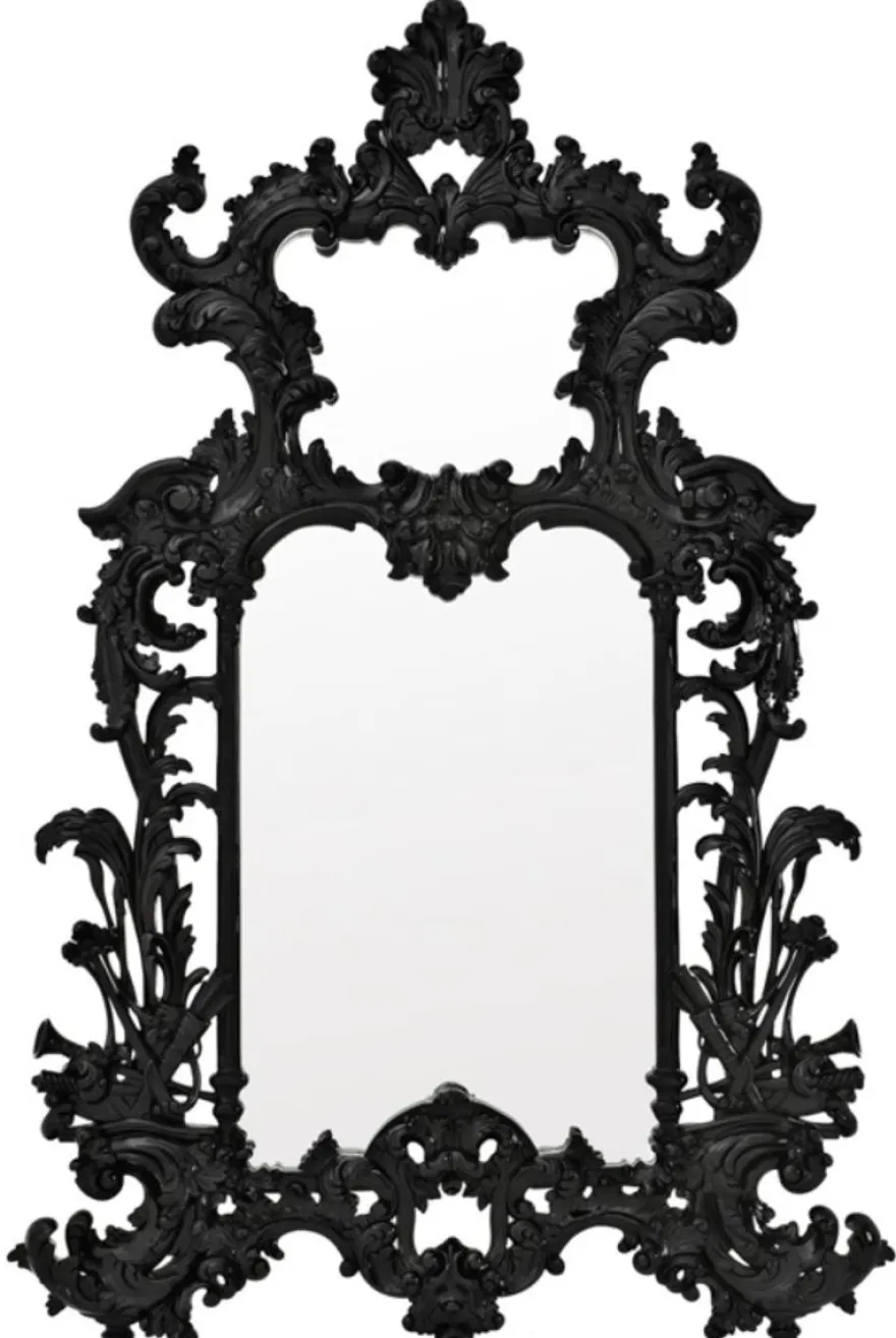 Casa Padrino Luxus Barockstil Wohnzimmer Wandspiegel Schwarz 124 x H. 190 cm - Limited Edition