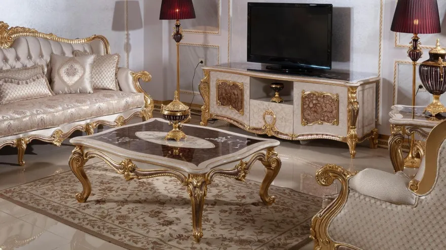 Casa Padrino Luxus Barockstil Wohnzimmer Möbel Set Silber / Braun / Gold