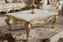 Casa Padrino Luxus Barockstil Wohnzimmer Möbel Set Grau / Weiß / Gold