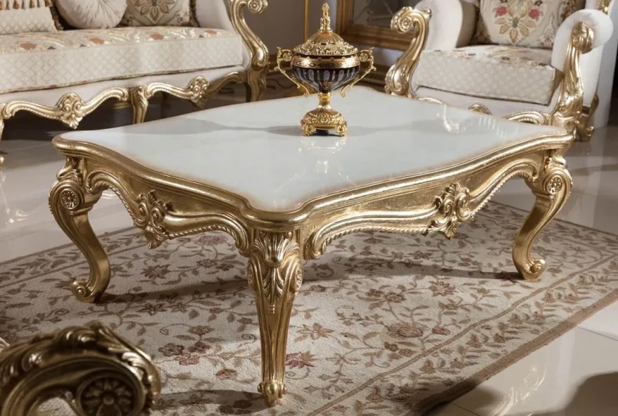 Casa Padrino Luxus Barockstil Wohnzimmer Möbel Set Grau / Weiß / Gold
