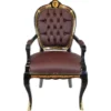 Casa Padrino Luxus Barock Stuhl mit Armlehnen Boulle Collection - Luxus Schreibtisch Stuhl