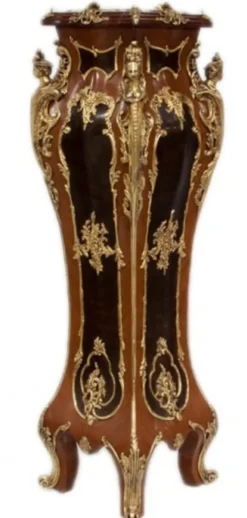 Casa Padrino Luxus Barock Säulen Set aus Massivholz in Mahagoni und Gold, 2er Set, H 160 cm x B 40 cm x T 40 cm