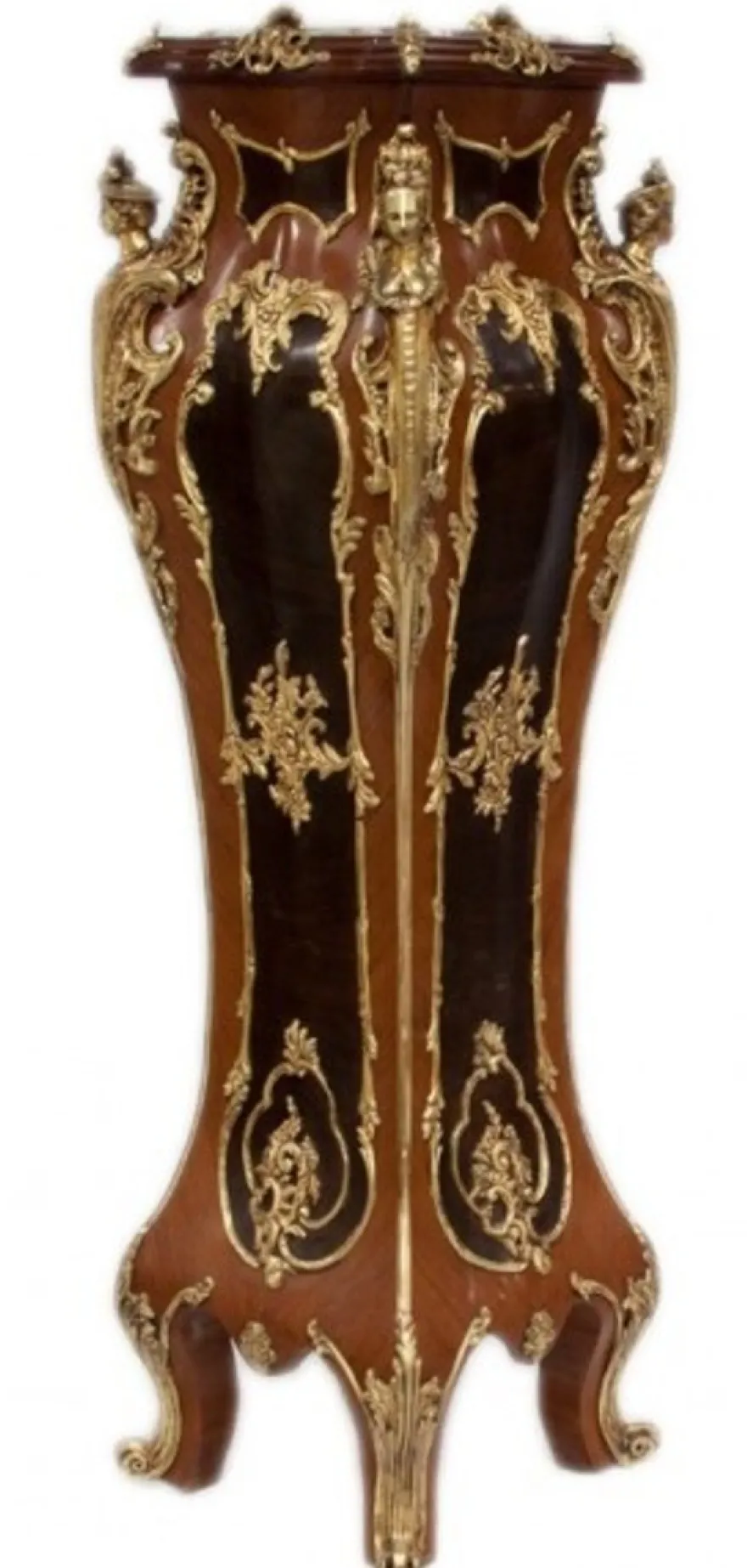 Casa Padrino Luxus Barock Säulen Set aus Massivholz in Mahagoni und Gold, 2er Set, H 160 cm x B 40 cm x T 40 cm