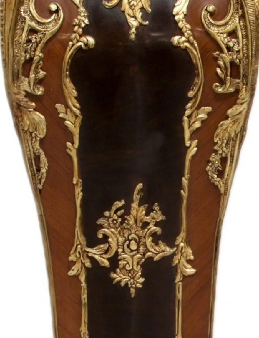 Casa Padrino Luxus Barock Säulen Set aus Massivholz in Mahagoni und Gold, 2er Set, H 160 cm x B 40 cm x T 40 cm