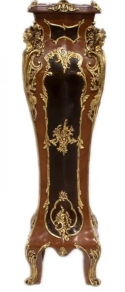 Casa Padrino Luxus Barock Säulen Set aus Massivholz in Mahagoni und Gold, 2er Set, H 160 cm x B 40 cm x T 40 cm