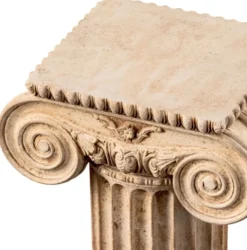 Casa Padrino Luxus Barock Säule Beige / Schwarz 24 x 22 x H. 45 cm - Prunkvolle Marmor Säule im Barockstil - Prunkvolle Barock Marmor Deko Accessoires