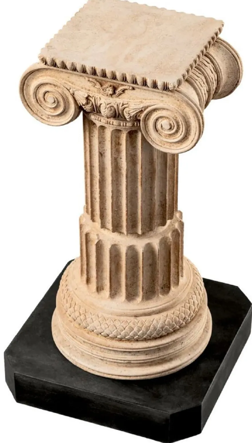 Casa Padrino Luxus Barock Säule Beige / Schwarz 24 x 22 x H. 45 cm - Prunkvolle Marmor Säule im Barockstil - Prunkvolle Barock Marmor Deko Accessoires