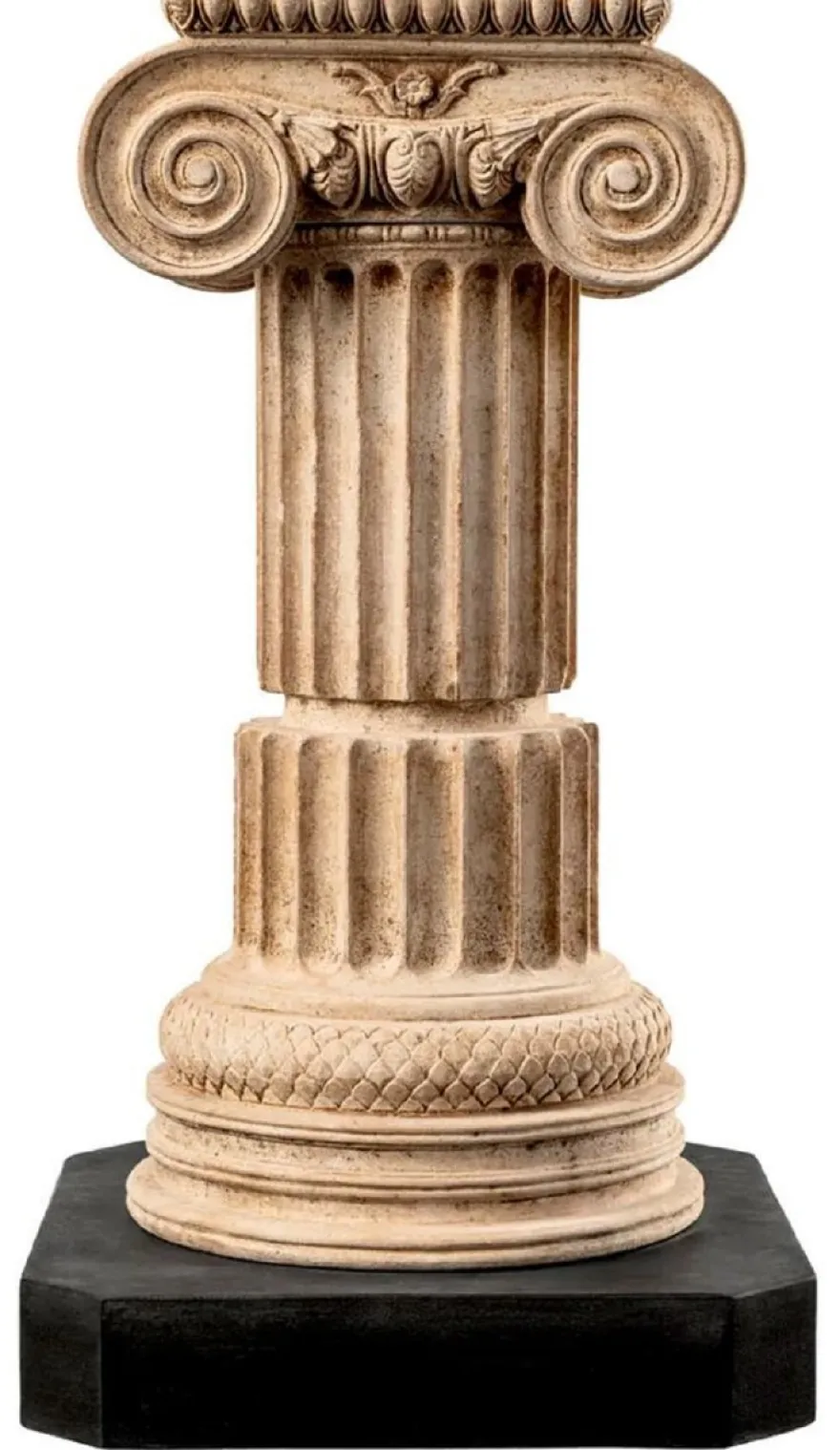 Casa Padrino Luxus Barock Säule Beige / Schwarz 24 x 22 x H. 45 cm - Prunkvolle Marmor Säule im Barockstil - Prunkvolle Barock Marmor Deko Accessoires