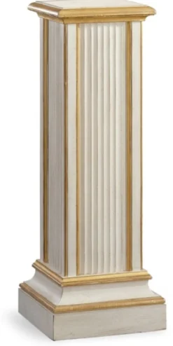 Casa Padrino Luxus Barock Säule Antik Weiß / Antik Gold - Handgefertigte Massivholz Deko Säule - Hotel Möbel - Schloss Möbel - Wohnzimmer Möbel - Luxus Qualität - Made in Italy