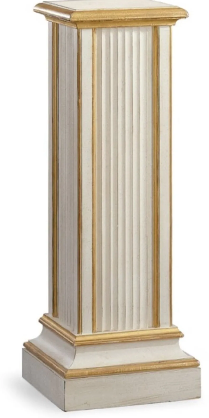 Casa Padrino Luxus Barock Säule Antik Weiß / Antik Gold - Handgefertigte Massivholz Deko Säule - Hotel Möbel - Schloss Möbel - Wohnzimmer Möbel - Luxus Qualität - Made in Italy