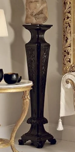 Casa Padrino Luxus Barock Säule Schwarz - Prunkvolle Massivholz Deko Säule - Hotel Möbel - Schloss Möbel - Wohnzimmer Möbel - Luxus Qualität - Made in Italy