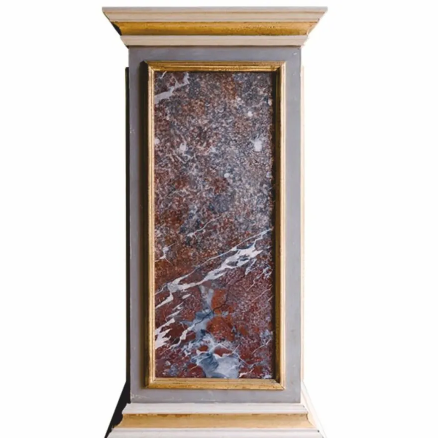 Casa Padrino Luxus Barock Säule Grau / Weiß / Gold / Rot H. 82 cm - Barock Möbel - Made in Italy