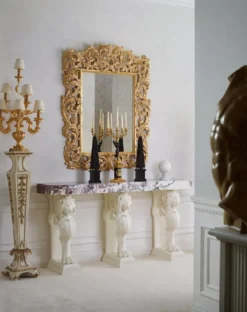 Casa Padrino Luxus Barock Säule Cremeweiß / Gold - Prunkvolle Massivholz Deko Säule - Hotel Möbel - Schloss Möbel - Wohnzimmer Möbel - Luxus Qualität - Made in Italy