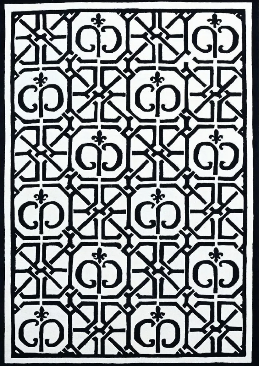 Casa Padrino Luxus Barock Teppich Weiß / Schwarz - Verschiedene Größen
