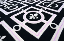 Casa Padrino Luxus Barock Teppich Schwarz / Weiß / Lila 200 x 300 cm - Barock Interior