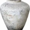 Casa Padrino Luxus Barock Terracotta Vase Antik Weiß Ø 35 x H. 88 cm - Handgefertigte Antik Stil Blumenvase - Blumentopf - Pflanzentopf - Barock Deko Accessoires - Barockstil Garten Deko