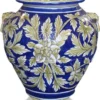 Casa Padrino Luxus Barock Terracotta Vase Blau / Gold / Weiß - Verschiedene Größen - Prunkvolle handgefertigte & handbemalte Blumenvase - Barock Deko Accessoires