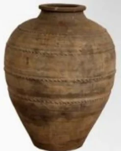 Casa Padrino Luxus Barock Terracotta Vase Antik Braun Ø 57 x H. 82 cm - Handgefertigte Antik Stil Blumenvase - Blumentopf - Pflanzentopf - Barock Deko Accessoires - Barockstil Garten Deko