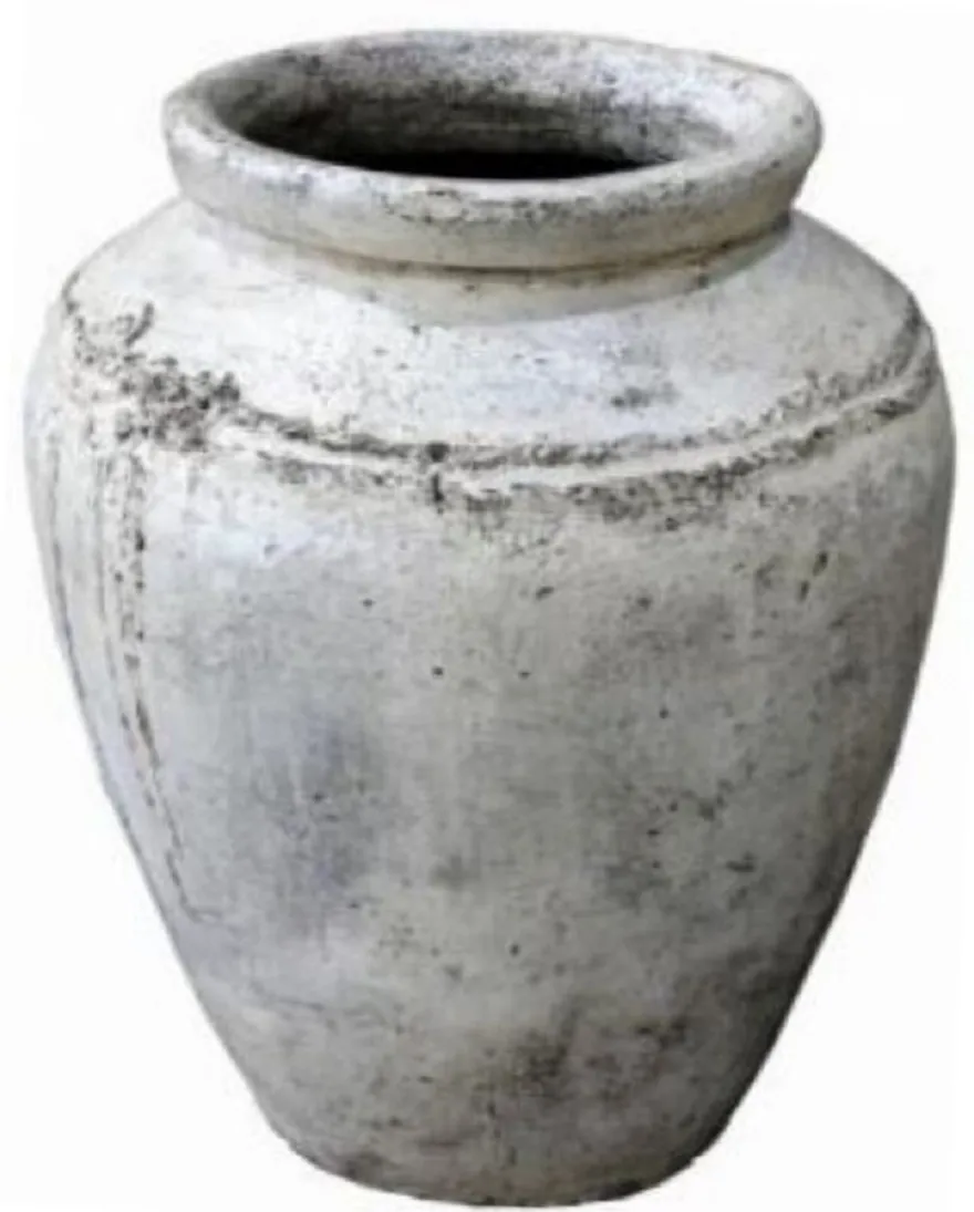 Casa Padrino Luxus Barock Terracotta Vase Antik Weiß Ø 80 x H. 117 cm - Handgefertigte Antik Stil Blumenvase - Blumentopf - Pflanzentopf - Barock Deko Accessoires - Barockstil Garten Deko