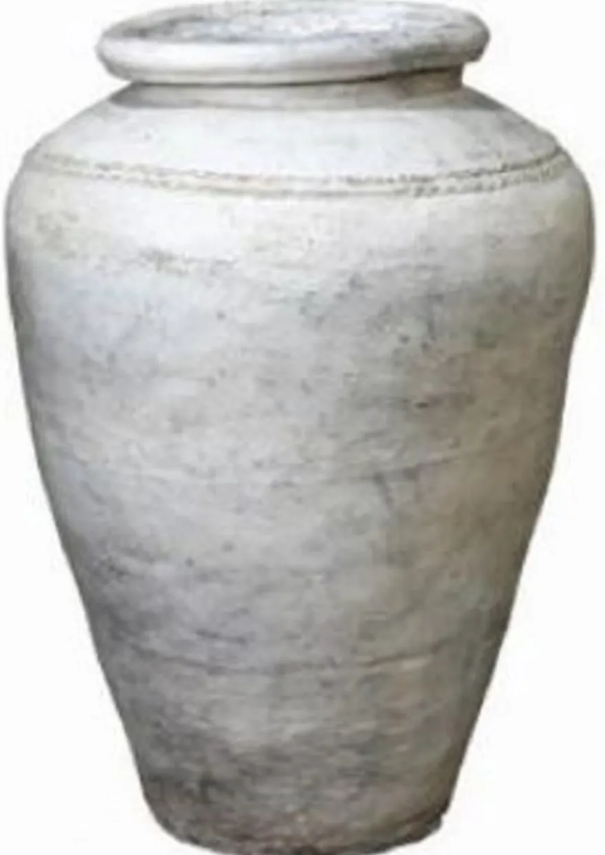 Casa Padrino Luxus Barock Terracotta Vase Antik Weiß Ø 45 x H. 114 cm - Handgefertigte Antik Stil Blumenvase - Blumentopf - Pflanzentopf - Barock Deko Accessoires - Barockstil Garten Deko