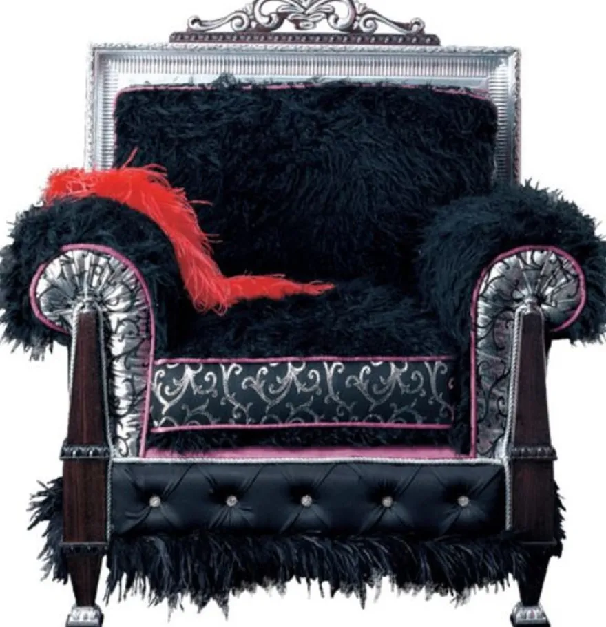 Casa Padrino Luxus Barock Thron Sessel Dunkelbraun / Schwarz / Silber / Lila 86 x 80 x H. 99 cm - Prunkvoller Wohnzimmer Sessel - Erstklassische Qualität - Made in Italy