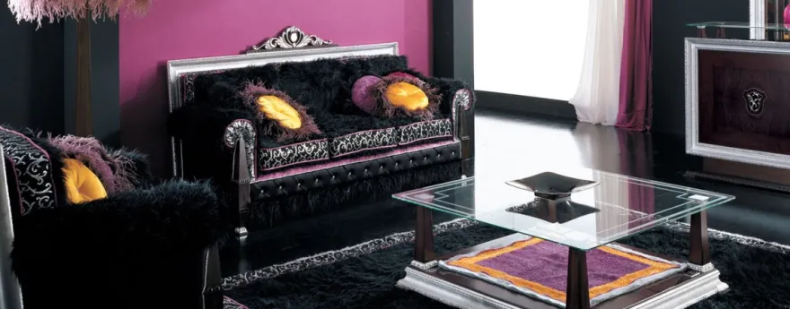 Casa Padrino Luxus Barock Thron Sessel Dunkelbraun / Schwarz / Silber / Lila 86 x 80 x H. 99 cm - Prunkvoller Wohnzimmer Sessel - Erstklassische Qualität - Made in Italy