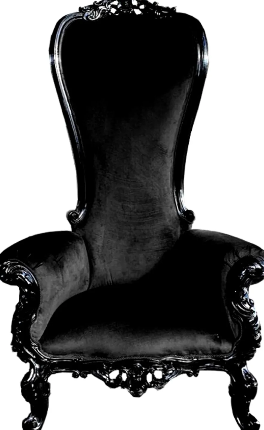 Casa Padrino Luxus Barock Thron Sessel Schwarz / Schwarz - Riesensessel - Thron Stuhl - Luxus Ausführung mit hoher Rückenlehne / Eigenes Wappenlogo möglich