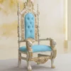 Casa Padrino Luxus Barock Thron Sessel Hellblau / Creme / Gold - Barockstil Möbel