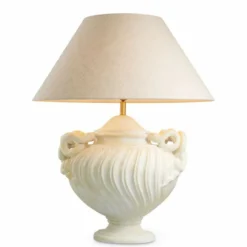 Casa Padrino Luxus Barock Tischleuchte Antik Weiß / Messing / Creme Ø 80 x H. 97 cm