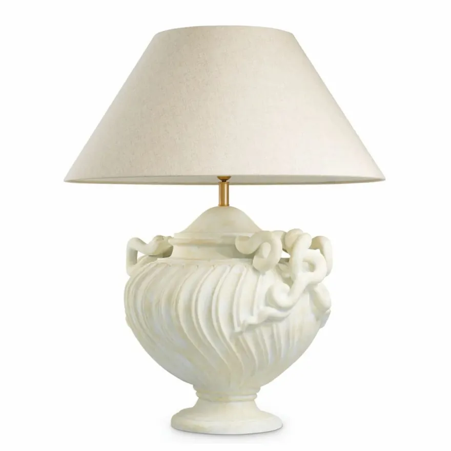 Casa Padrino Luxus Barock Tischleuchte Antik Weiß / Messing / Creme Ø 80 x H. 97 cm